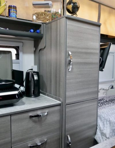 RV Interior, Kitchen / Bed