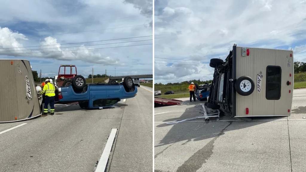 RV Trailer Roll Over