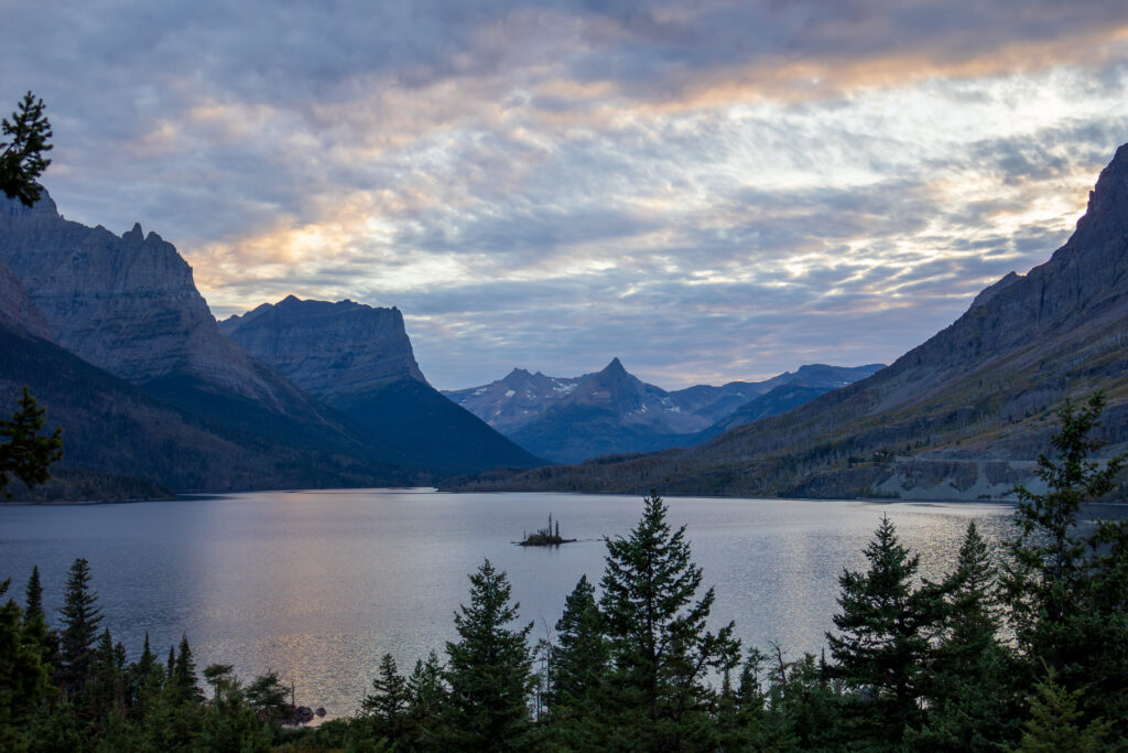 Little Goose Island At Sunset In Glacier Np